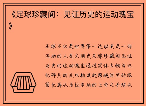 《足球珍藏阁：见证历史的运动瑰宝》