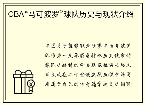 CBA“马可波罗”球队历史与现状介绍